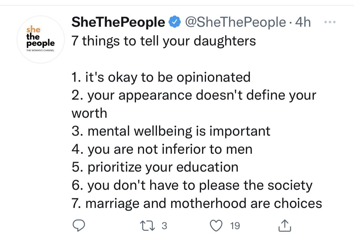 ShefVaidya's tweet photo. Peak #FakeFeminism narrative. You ‘tell’ your girls, but you have to ‘teach’ your boys. The ‘7 things’ meant for girls are self-indulgent suggestions, while the ‘7 things’ meant for boys are commands. Boys r required to ‘respect’ women, but girls don’t need to ‘respect’ anyone. https://t.co/Fy95Xe02KU