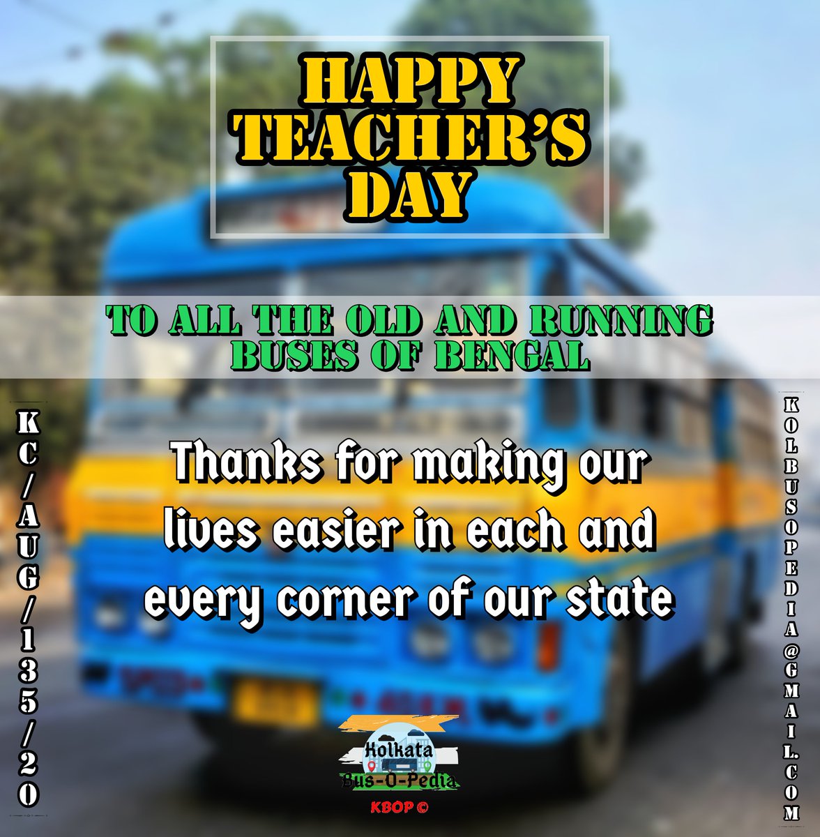 KolBusoPedia's tweet photo. Kolkata bus-o-pedia wishes all the teachers of our society a very happy teachers' day.
#TeachersDay2021 #kolbusopedia #savetrams #Kolkata #savebuses https://t.co/P4GZ7ph2ed