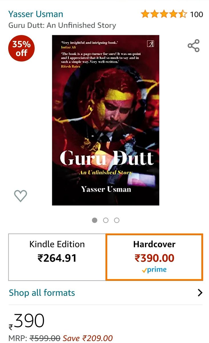 Elated to see the #GuruDutt biography reaching its 100th review this week on Amazon while continuing to maintain its 4.4/5 rating.
Glad it connected so well with its readers. Thank you for all the love.

#GuruDuttAnUnfinishedStory
#NewEdition