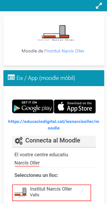 ComissioDigital's tweet photo. #InsNarcísOller [Alumnat/Professorat] 
📌 Connecta't al moodle de l'@InsNarcisOller amb l'app Eix/APP, l'app que ha desenvolupat @educaciocat #DGIRCD a partir de l'app oficial de moodle lligada als centres del #plaeducaciódigital. 
#educaciódigital #edtech.
Enllaços a les apps ⬇ https://t.co/RayEbivP4Y