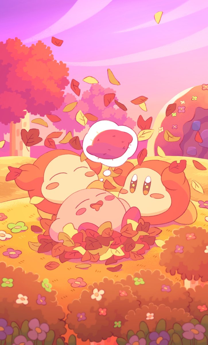 kirby leaf tree flower no humans closed eyes sleeping blush stickers  illustration images