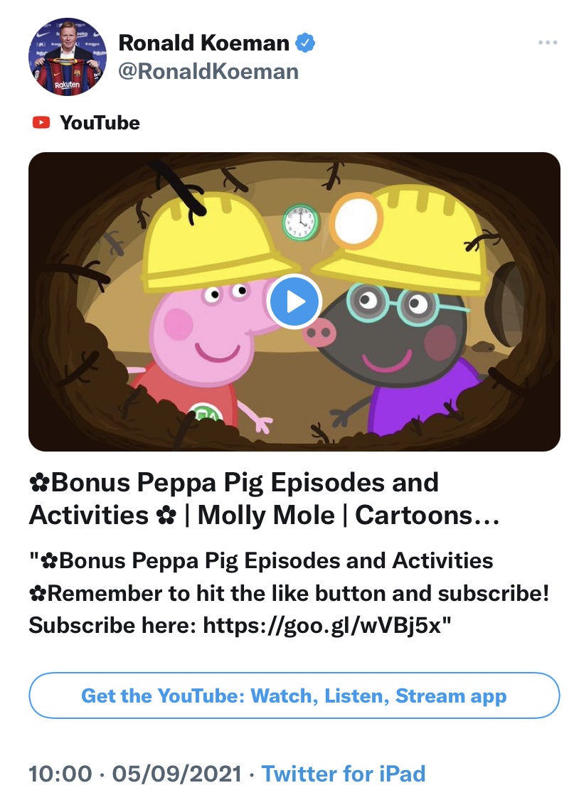 _BeFootball's tweet image. Le dernier tweet de Ronald Koeman, rapidement supprimé ensuite 🤣