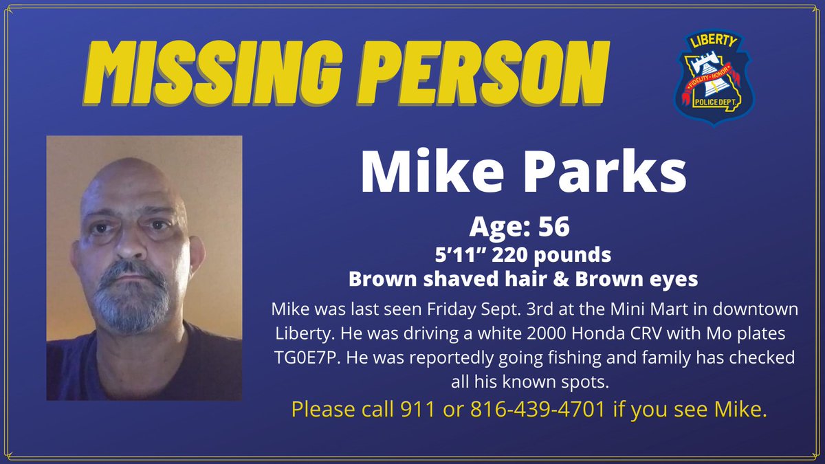 Liberty, Missouri Police Department on Twitter "UPDATE Mr. Parks has been located and is safe