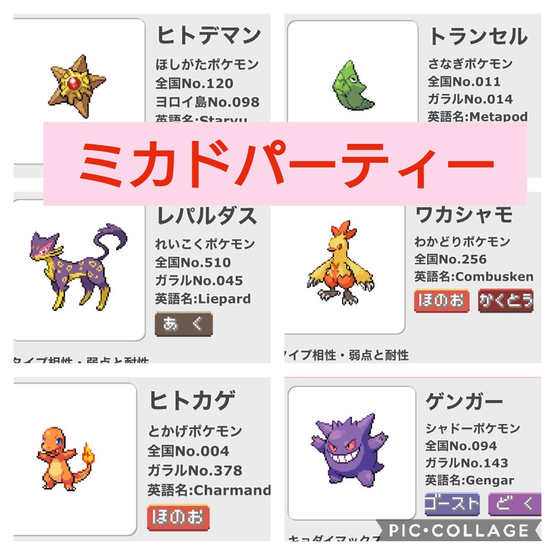 パシレンジャー秘密基地放送 パシレンジャーtwitterポケモン剣盾企画 ミカドパーティー ヒトデマン図鑑no 1 トランセル図鑑no 011 レパルダス図鑑no 510 ワカシャモ図鑑no 256 ヒトカゲ図鑑no 004 ゲンガー図鑑no 094 パシレンジャー ポケモン剣盾