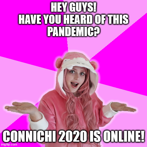 N1yuu's tweet image. Connichi 2020 findet online statt!!! 

Ich musste beim Thema &quot;Late to the Party&quot; sofort an das Flegmon Meme denken 💖 Also Material rausgesucht und losgenäht für die #conlineparty der @Connichi!