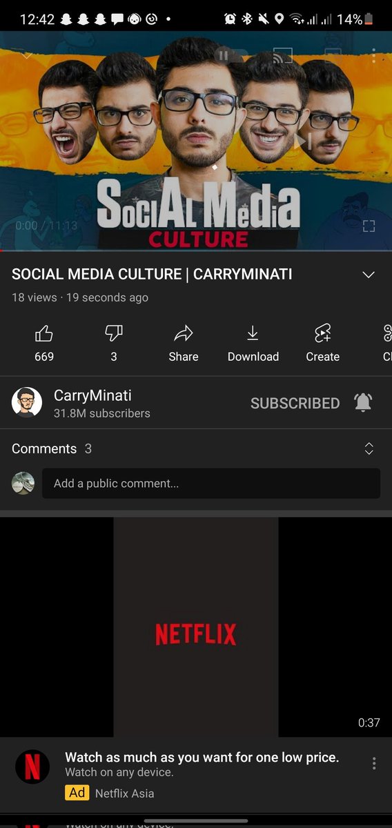 BadassQueendom's tweet photo. @CarryMinati Caught in secondssssssss https://t.co/6HbVs8cs2a