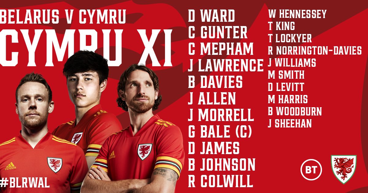 CYMRU XI 🏴󠁧󠁢󠁷󠁬󠁳󠁿 Here’s your team to face Belarus 🇧🇾👇 #BLRWAL | #TogetherStronger