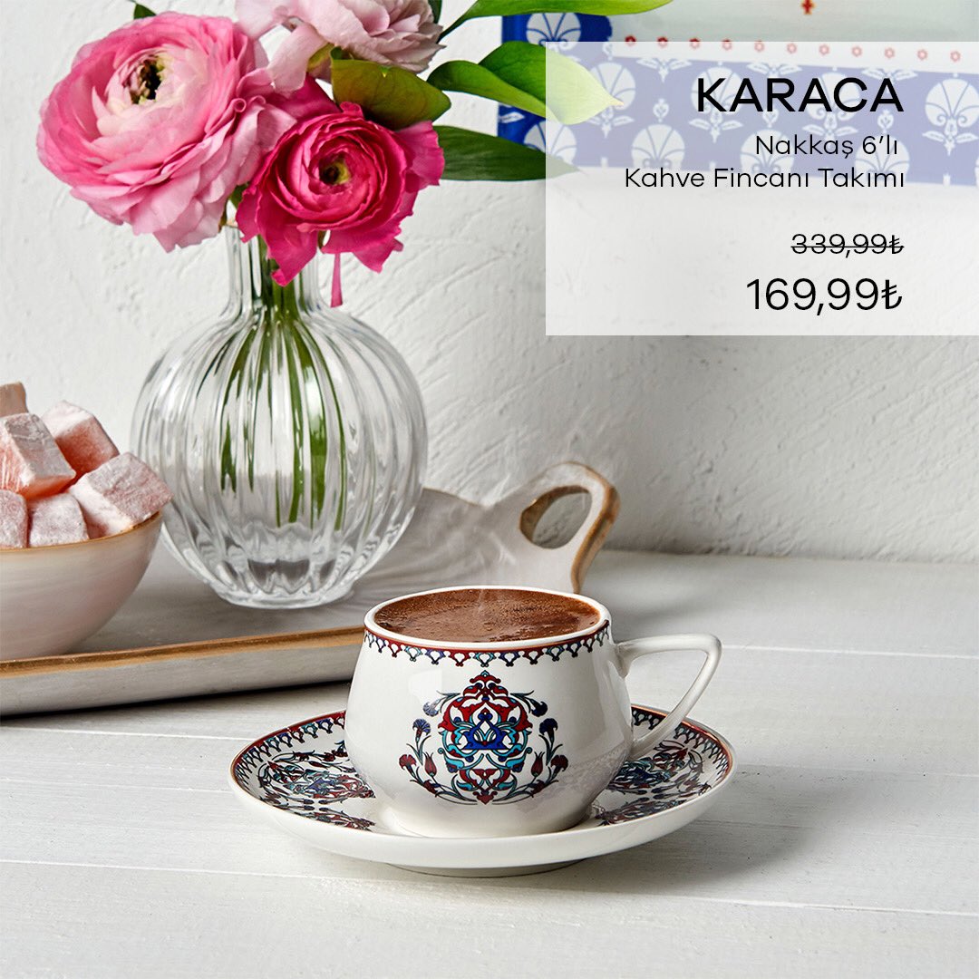 Güzel bir hafta sonu kahvaltısından sonra içilen keyif kahvesi! Kendinize ayırdığınız bu eşsiz zamana Karaca Nakkaş Fincan eşlik etsin.

Karaca Nakkaş 6'lı Kahve Fincanı Takımı 169.99 TL!

Satın almak için: bit.ly/NakkasKahve