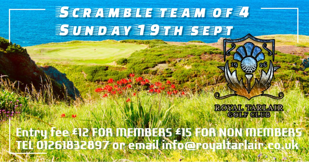Team of 4 scramble at Royal Tarlair Golf Club coming shortly