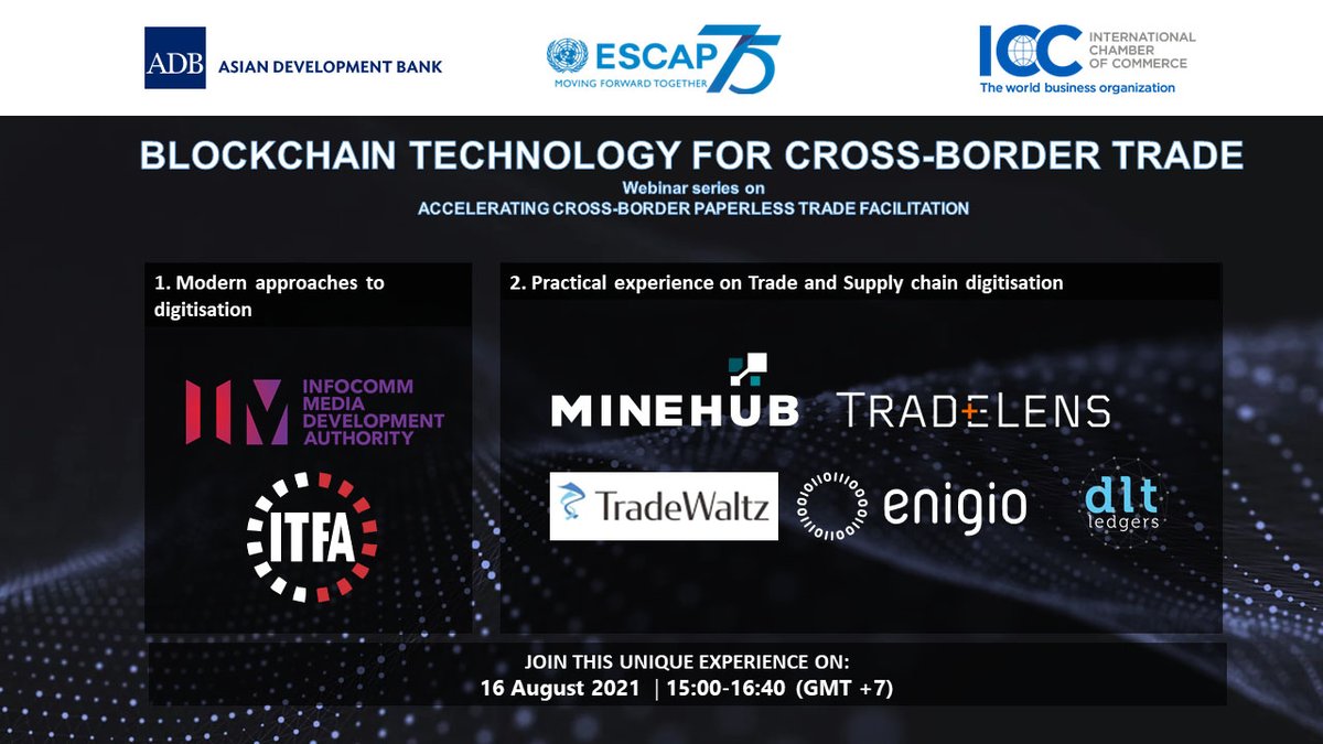 Great conversation about #blockchain tech for cross-border trade.

#ICYMI watch here 🎥 bit.ly/3xWI5y8 

<a href="/ADB_HQ/">Asian Development Bank</a> <a href="/UNESCAP/">United Nations ESCAP</a>