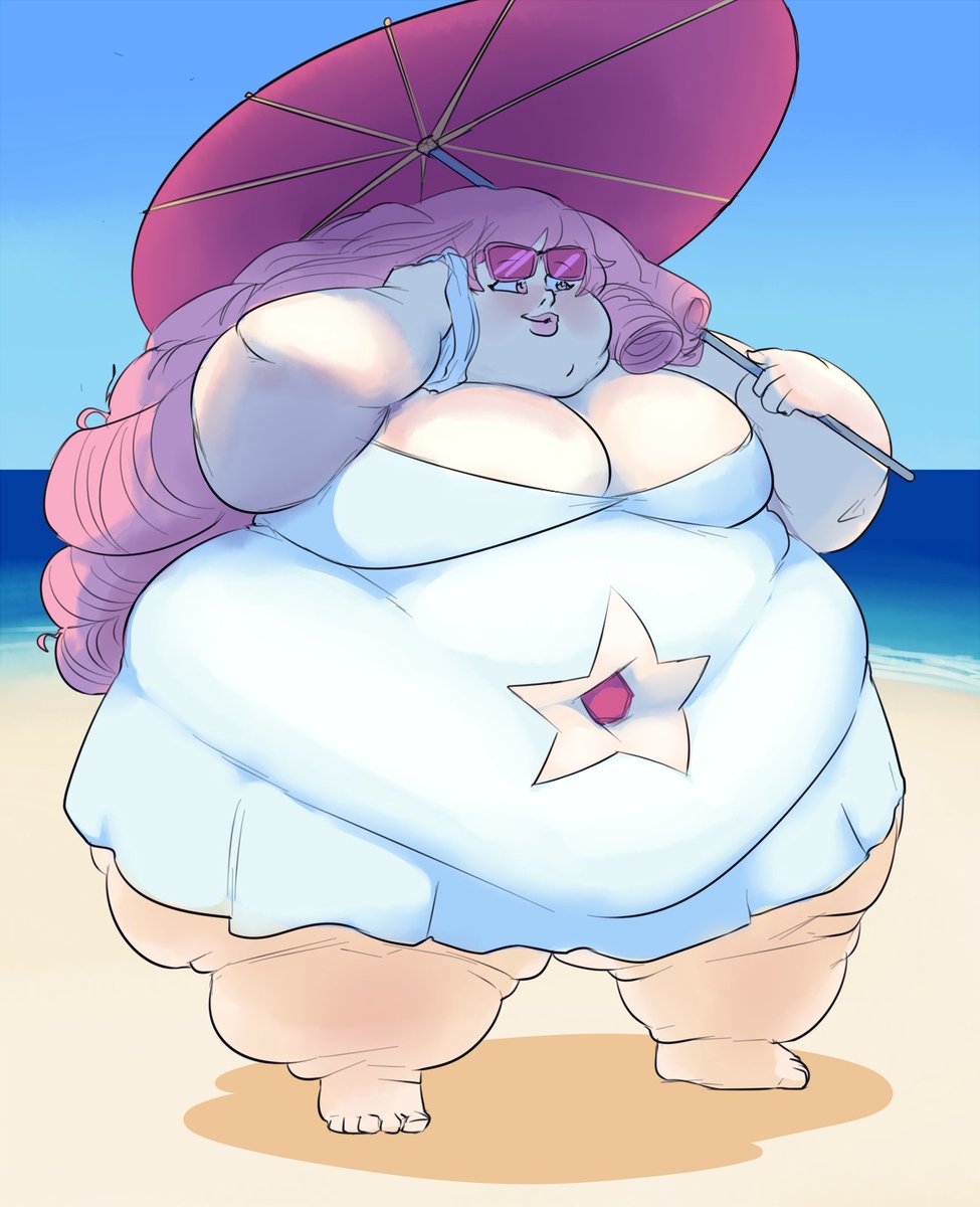 5- Proudest Artwork?
I already answered this in another tweet but I'm too dumb so here's another one I'm really proud of, this pic of Rose Quartz, because of how I somehow managed to make her skin glow under the sun!