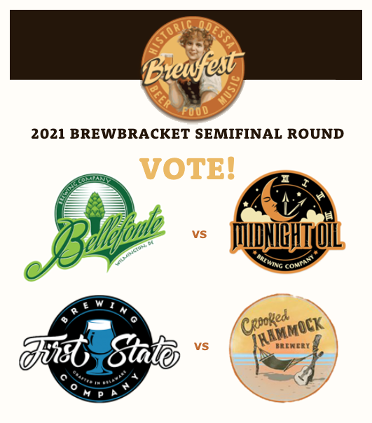 Odessa Brewfest (@odessabrewfest) on Twitter photo The 2021 #OdessaBrewbracket is in full swing until 6:15p ET this evening. Both matchups have been back and forth all week. Vote now. odessabrewfest.com/brewbracket-20…
#beerbracket #brewbracket <a href="/bellefontebrew/">Bellefonte Brewing Co.</a> <a href="/MOBrewery/">Midnight Oil Brewery</a> <a href="/FirstStateBrew/">First State Brewing Company</a> <a href="/crhammockbrew/">CrookedHammockBrew</a> The 2021 #OdessaBrewbracket is in full swing until 6:15p ET this evening. Both matchups have been back and forth all week. Vote now. odessabrewfest.com/brewbracket-20…
#beerbracket #brewbracket <a href="/bellefontebrew/">Bellefonte Brewing Co.</a> <a href="/MOBrewery/">Midnight Oil Brewery</a> <a href="/FirstStateBrew/">First State Brewing Company</a> <a href="/crhammockbrew/">CrookedHammockBrew</a>