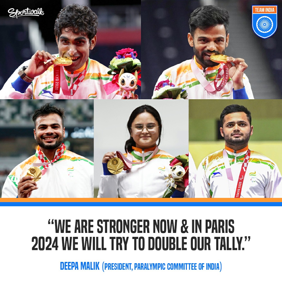 🇮🇳💪 Already setting sight on 4️⃣0️⃣+ medals at @Paris2024 #Paralympics. Can Team #IND achieve it?

📸 Getty/PTI • #PramodBhagat #AvaniLekhara #KrishnaNagar #SumitAntil #praise4para #Cheer4India #TeamIndia #Tokyo2020 #Sportwalk
