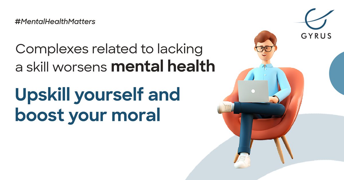 GyrusSystems's tweet photo. Lacking skills can result in an inferiority complex or feeling unworthy. Deteriorating the #MentalHealth subsequently.
Hence up skill yourself because #MentalHealthMatters.
#Gyrus #LMS #LearningMangementSystem #MentalHealthAwareness #Selfcare #Anxiety #MentalIllness #Employees https://t.co/CFjcxSkOG1