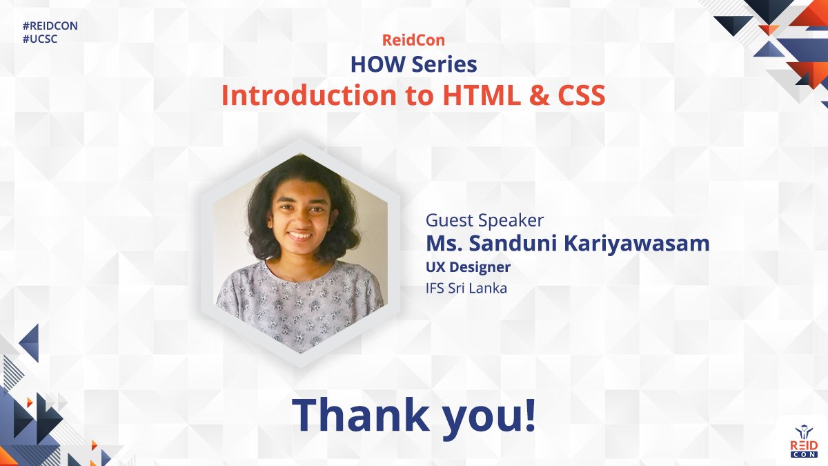 ReidConUCSC's tweet photo. Our heartiest gratitude goes out to Ms. Sanduni Kariyawasam, UX designer at IFS for sharing her expertise on web development with our first year undergraduates at the first session of the HOW series.
#REIDCON
#UCSC https://t.co/EjvnUEtiCa