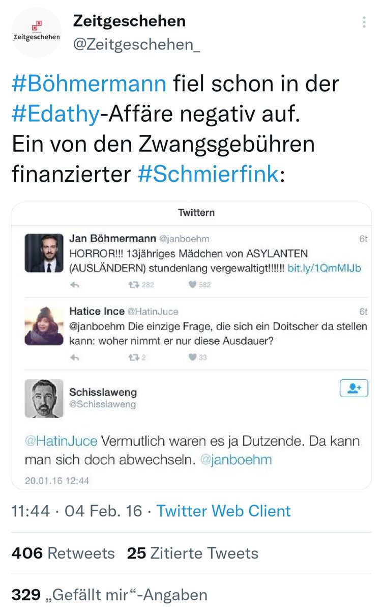 Deutscher Patriot (@patriotismus22) on Twitter photo <a href="/Anemalon19/">Botin© 🕊</a> <a href="/GegenKinderehen/">Initiative gegen Kinderehen</a> Ich stimme #TeamKinderschutz-Charity Lady <a href="/Anemalon19/">Botin© 🕊</a> (#Kinderkongress-Botin) ausdrücklich zu, dass #Böhmermann vor Gericht gehört. Ich füge hinzu: hinter Gitter gehört! Von #Blödermann geht eine große Gefahr aus. Legen wir ihm das Handwerk, halten wir gegen ihn zusammen! #AfD <a href="/Anemalon19/">Botin© 🕊</a> <a href="/GegenKinderehen/">Initiative gegen Kinderehen</a> Ich stimme #TeamKinderschutz-Charity Lady <a href="/Anemalon19/">Botin© 🕊</a> (#Kinderkongress-Botin) ausdrücklich zu, dass #Böhmermann vor Gericht gehört. Ich füge hinzu: hinter Gitter gehört! Von #Blödermann geht eine große Gefahr aus. Legen wir ihm das Handwerk, halten wir gegen ihn zusammen! #AfD
