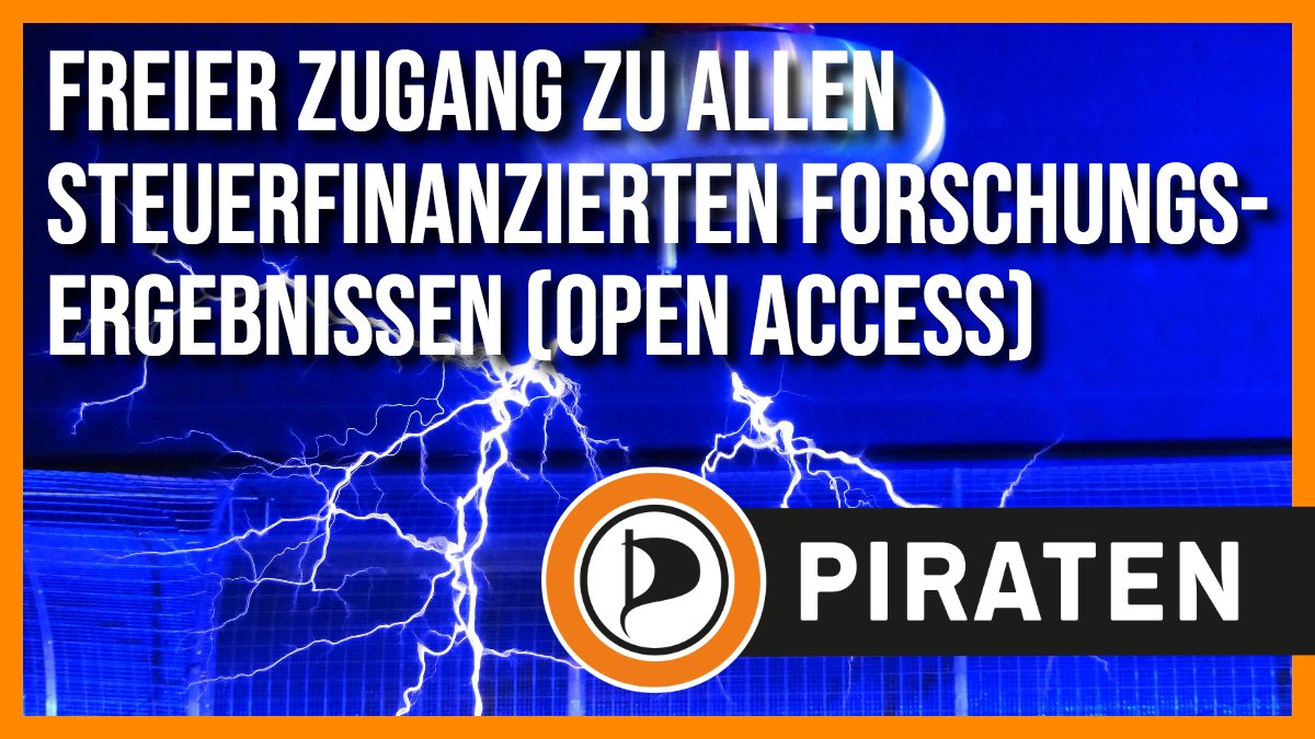 Foto von im Labor erzeugten Blitzen. Text: Freier Zugang zu allen steuerfinanzierten Forschungsergebnissen (Open Access)