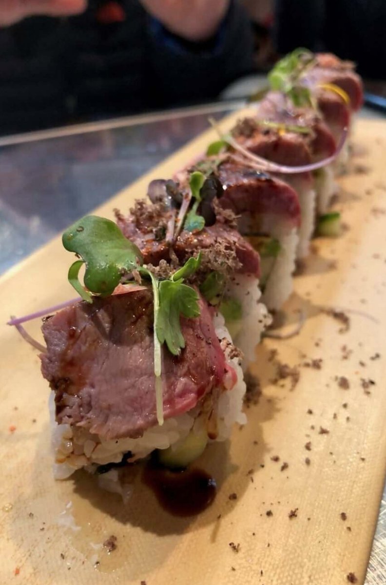 NapaTruffleFest's tweet photo. Meet the #NapaTruffleFestival Surf & Turf Roll.
Hand-rolled into sticky white rice you'll find snow crab, avocado, cucumber, Akaushi Filet, microgreens balsamic reduction and topped with fresh truffle.
Interested in tickets? Visit the link in our bio. #TruffleFest https://t.co/RkldDBNovk