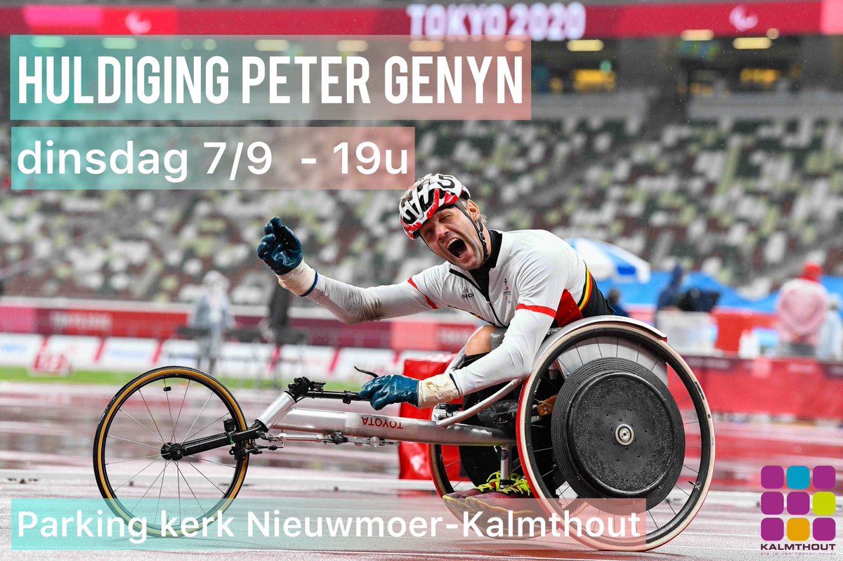 <a href="/PeterGenyn/">Peter Genyn</a> behaalde 2 medailles op de Paralympics : goud op de 100 m. en zilver op 200 m. rolstoelsprint. Dat verdient een huldiging in z’n woonplaats Nieuwmoer-Kalmthout.  Afspraak dinsdag a.s. bij een stralende avondzon op de parking naast de kerk van Nieuwmoer, om 19u.