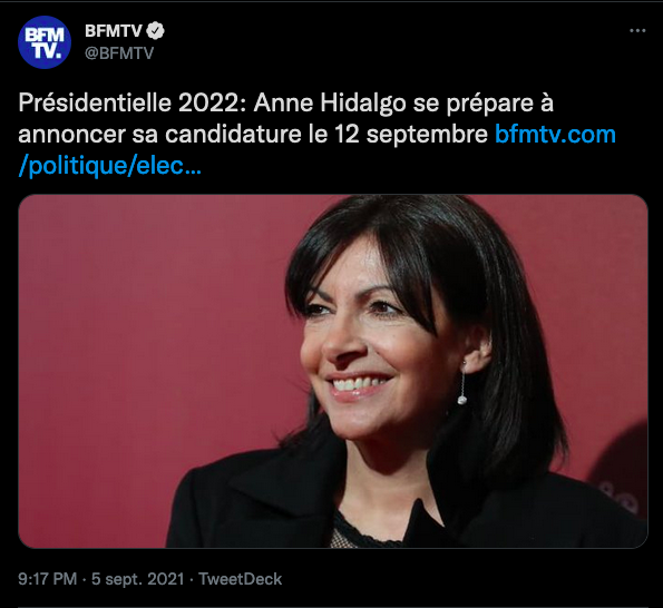 C'est sûr qu'annoncer qu'on se présente à une élection à deux tours le 11 septembre ça fait mauvais genre.