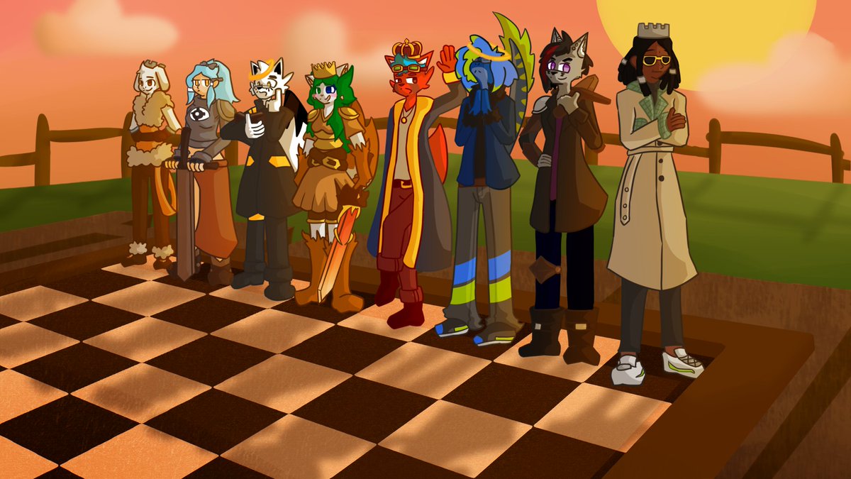 MentheAu_Lait's tweet photo. chess game starring:
-@EDGN
-@Charlottesaki_ 
-@DevTheFox 
-me
-@SmogRox 
-@Raptor_Reyzel 
-@KuraiiWolf 
-@pppppppppppe1 https://t.co/ewjpZfZgFi