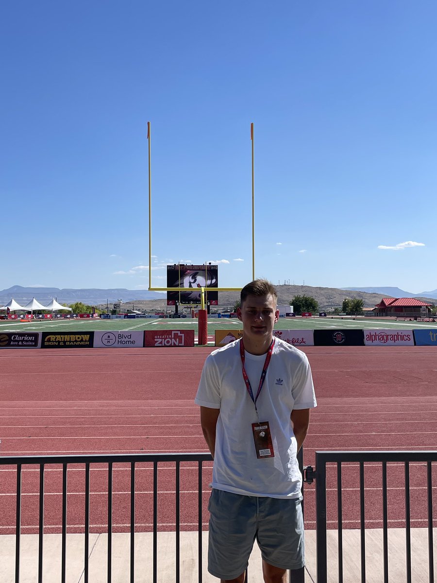 Truely blessed for my first official visit. Thank you <a href="/DixieState_FB/">Haha</a> , <a href="/CoachPPeterson/">Paul Peterson</a> , and <a href="/MikeFassel/">Mike Fassel</a> for the opportunity. I loved the campus and the program! <a href="/CoachSeanCurtis/">Coach Sean Curtis</a> <a href="/capofootball/">Capo Valley Football</a> <a href="/ThePuntFactory/">Aaron Perez</a>