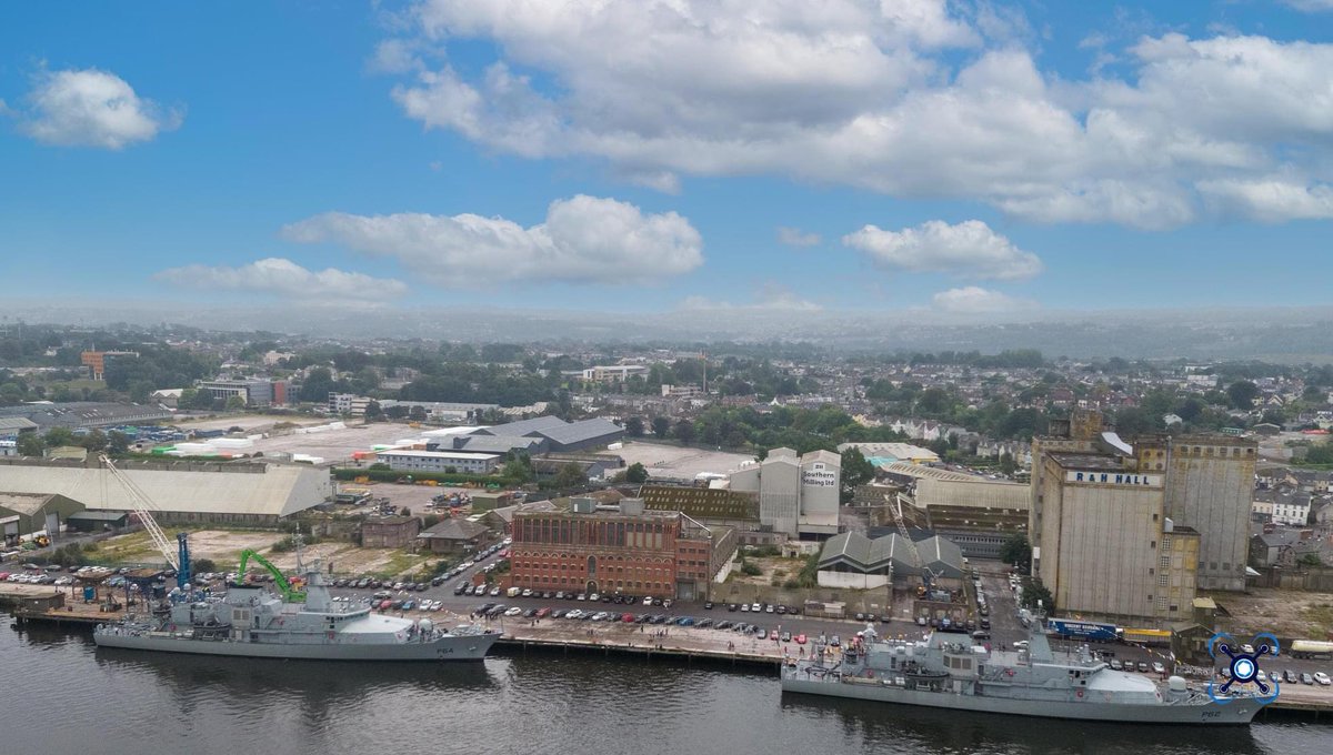 LÉ George Bernard Shaw (P64) &amp; LÉ James Joyce (P62) berthed at the Port of Cork. #LèGeorgeBernardShaw #LèJamesJoyce <a href="/defenceforces/">Óglaigh na hÉireann</a> #cork #corkcity #drones #dronepilot #uav