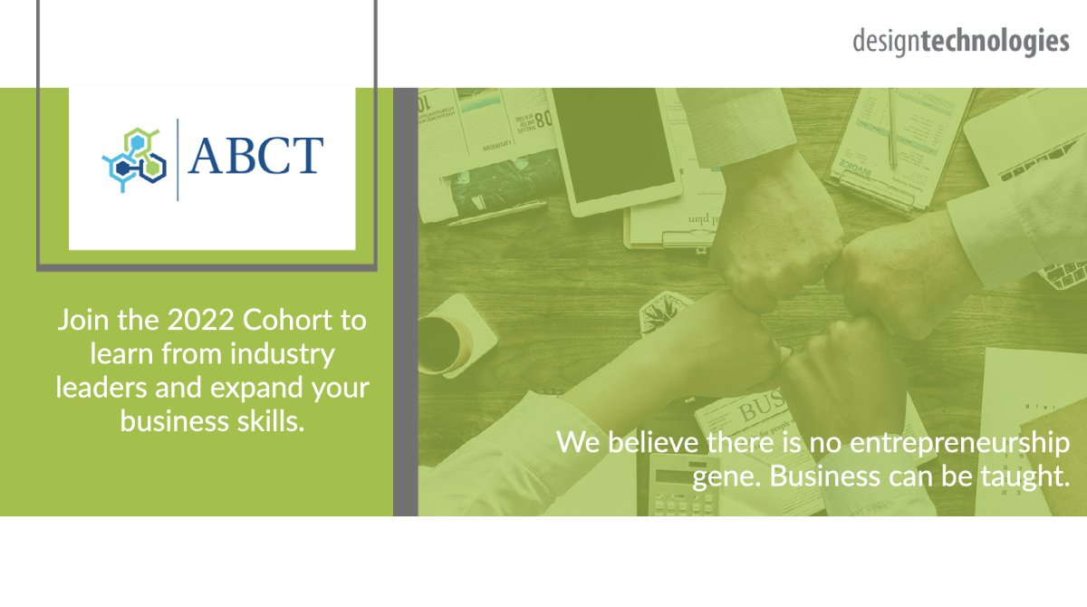 #ABCT is a competitive 6-month program aimed at preparing inventors, academics, and first-time founders for expanding into the world of business. 

Learn from talented industry leaders to build #entrepreneurship skills:
abct.co/philosophy-of-…

#biotech #DesignTechnologies