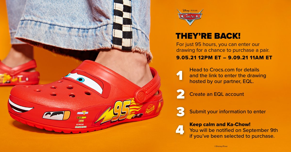 Crocs on Twitter: "Keep calm and Ka-chow! It's Lightning McQueen Day! 🏎️ 💨 he's back! For only Hours can enter our drawing for a chance to purchase your very