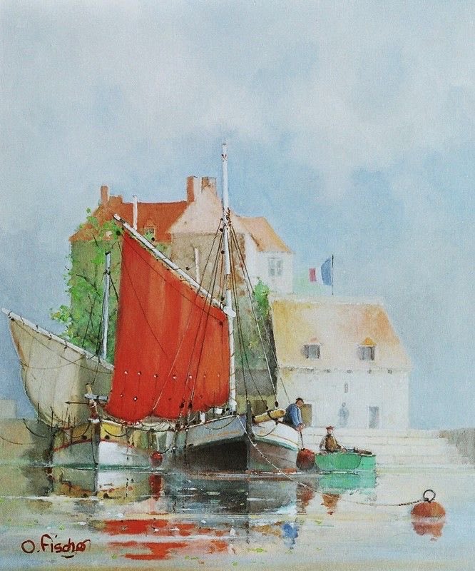 Painterly work from French artist Olivier Fischer.  I posted one by him on Instagram earlier this morning and found it a calm and gentle image and an artist I could look up.   ‘Honfleur ‘ Oil on Canvas