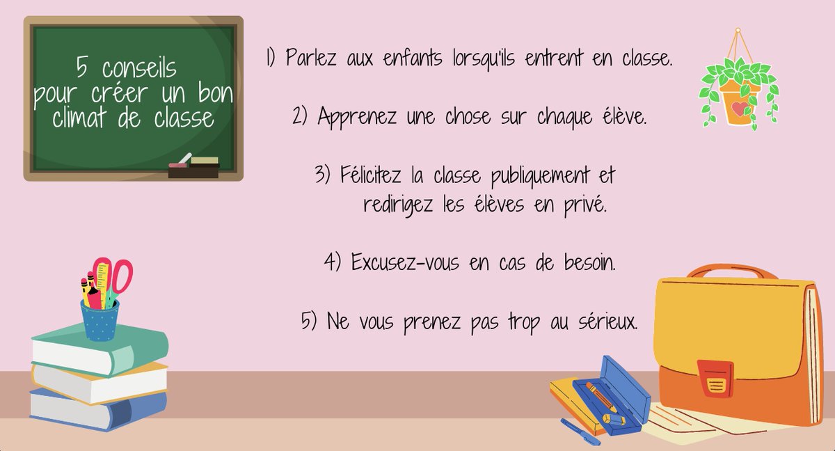 5 Conseils pour créer un bon climat de classe. 💡
via <a href="/SteeleThoughts/">Danny Steele</a>