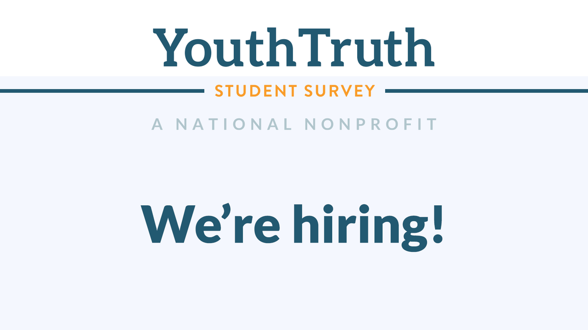 That's right, we're #hiring! Check out open positions and read more about the YouthTruth team & our mission here: youthtruthsurvey.org/about/#careers 
#jobs #nonprofitjobs #SFjobs #educationcareers