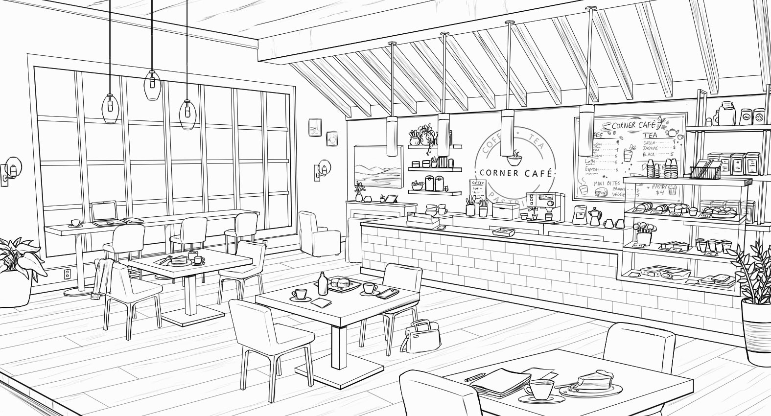 Free Vectors | Interior illustration of a stylish cafe