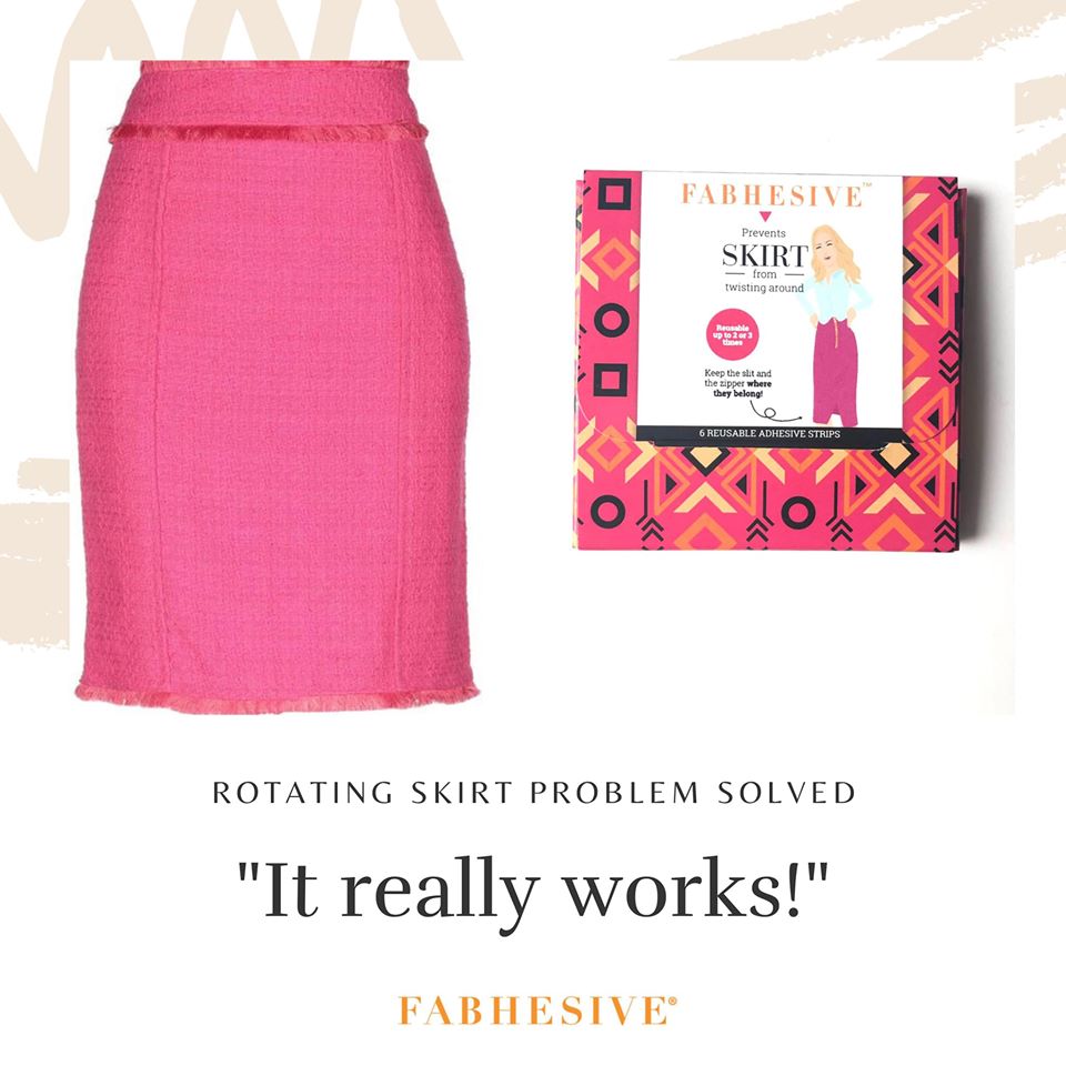 FashionFixes's tweet photo. Twisting Skirt? - Problem Solved. Fabhesive is guaranteed to keep your skirt in place all day.
Fabhesive is a reusable adhesive strip having a unique outer layer of rubberised material
Peel Fabhesive from the backing &amp; place around the #skirt waistband.
https://t.co/oXCz5wn3vB https://t.co/5sskyyxtxt
