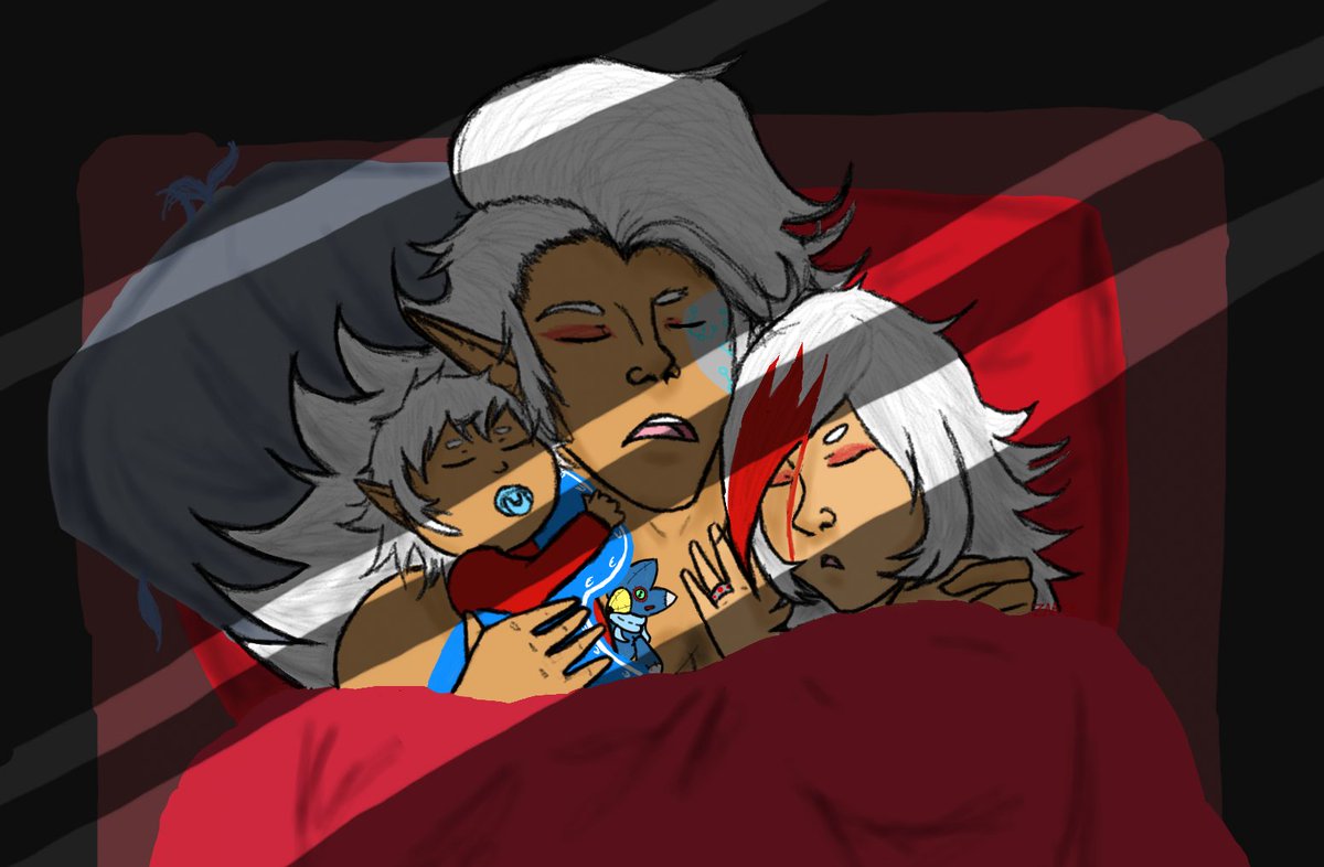 GalacticZyrus's tweet image. Shh. They finally got him to sleep... || #purobbie #AoCRobbie #AoCPurah #Purah #Robbie #AgeofCalamity #LegendofZelda