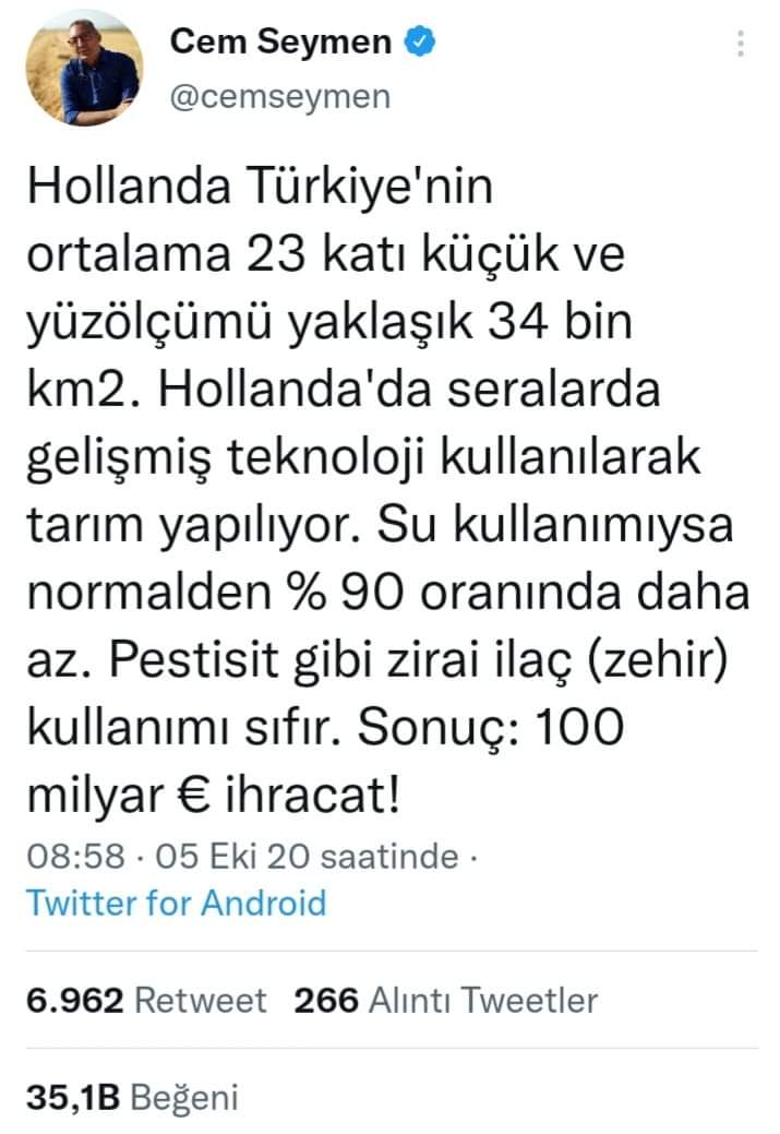 9) HOLLANDA da tarım konusu?"Konya kadar Hollanda"  yanlış bir ifade !Bütün Hollanda'nın tarım arazisi 1.000.000 hektarKonya ovasında ki tarım arazisi2.247.000 hektar