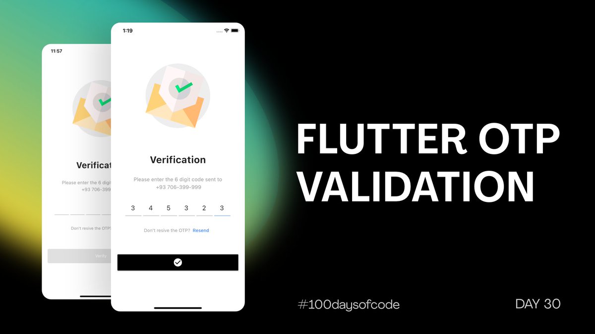 afgprogrammer's tweet image. Let's Implement OTP Validation with Flutter - Day 30.
Video link:
youtu.be/ezomu3iMCCI via
@YouTube
Source code:
github.com/afgprogrammer/…
#flutter #100DaysOfCode #mobileapp #uiux