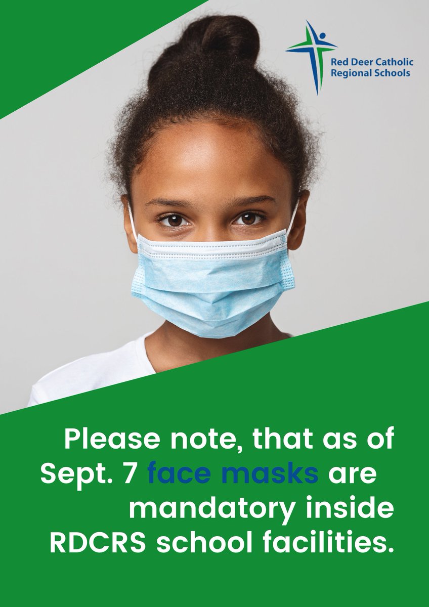 rdcrs's tweet photo. Effective Tuesday, September 7, all staff and students from Pre-Kindergarten - Grade 12 will be required to wear non-medical masks on school buses, in all common areas in school buildings, or where physical distancing is not possible.

#rdcrs https://t.co/93LKM2NI5Z