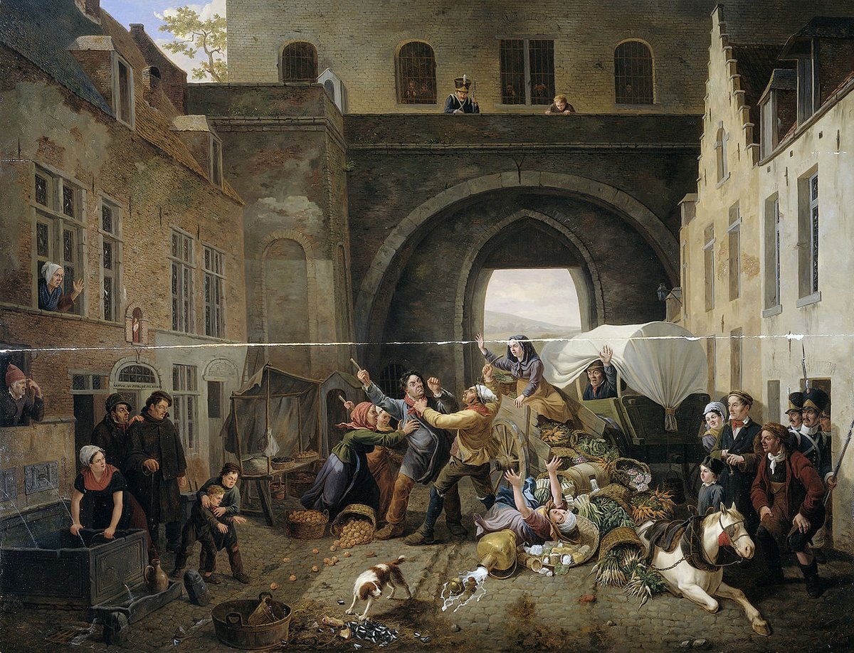 DM_Vincenzo's tweet photo. Traffic in Brussels has always been horrid: painting of a collision near Brussels´ Halle Gate, anno 1823 (C.F. Coene). Rijksmuseum. https://t.co/03Zlw3gEyw