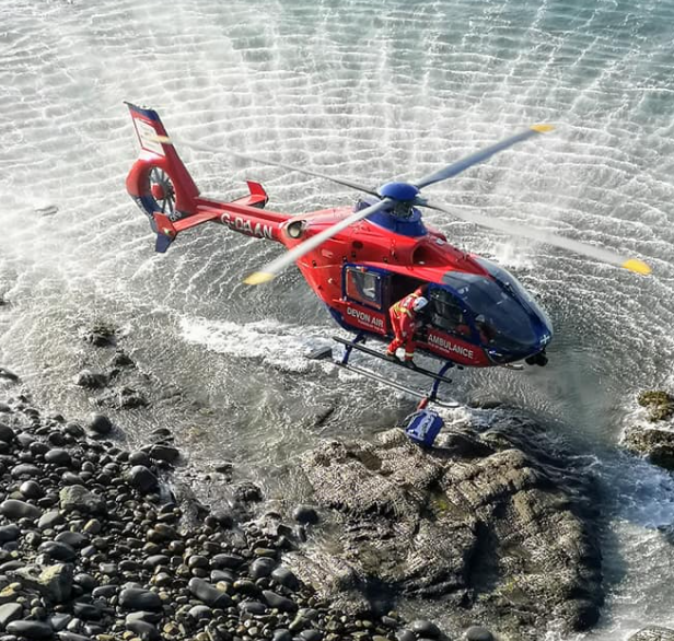 Some impressive piloting skills yesterday at Westward Ho! <a href="/DevonAirAmb/">Devon Air Ambulance</a>