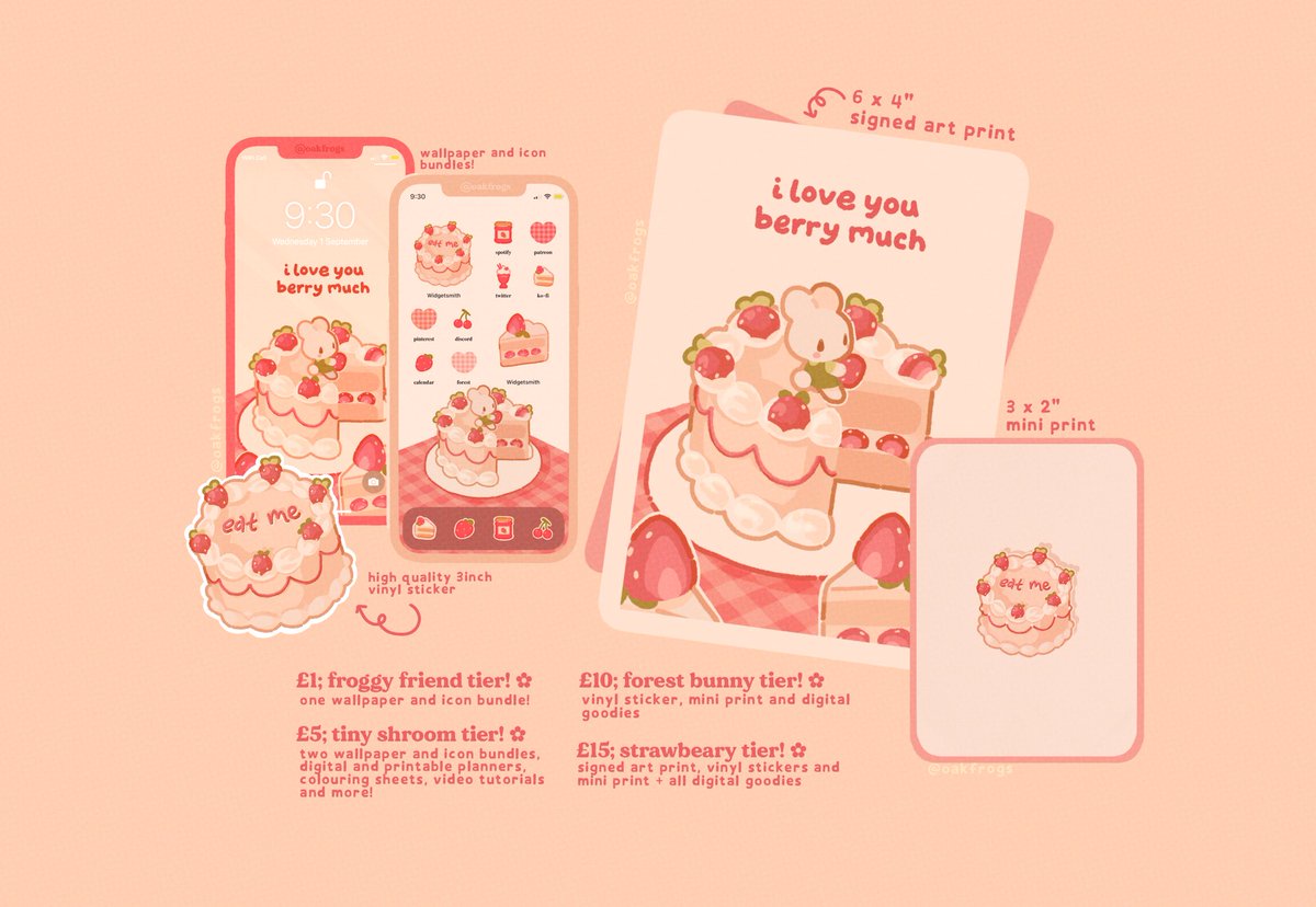 friends!! i'm sososo excited to announce our strawberry bunny patreon goodies!!! sign up before september 30th to get all these goodies + more!!!🐰🍓 