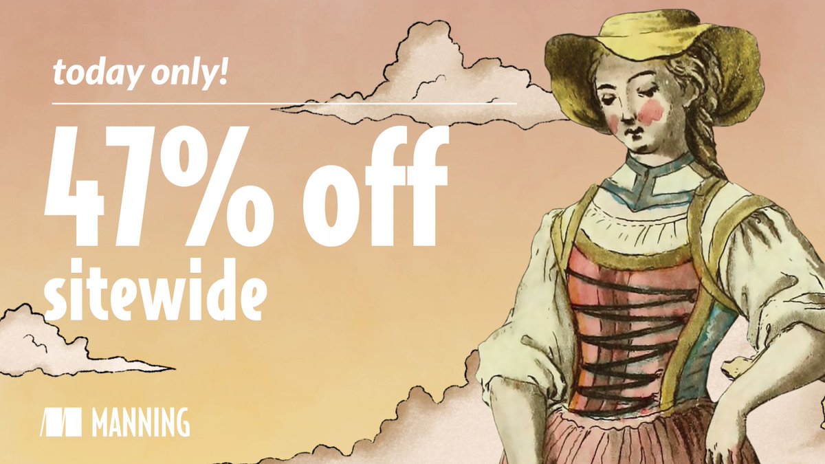 ManningBooks's tweet photo. Discover the latest advances in tech with #ManningBooks. Labor day sale means our entire catalog is 47% off for two days!
Check it out: https://t.co/NPnCQxIqHB
#Labordaysale #AlwaysBeLearning #newbook #codingisfun #learnprograming https://t.co/Ec6cTU1UYG