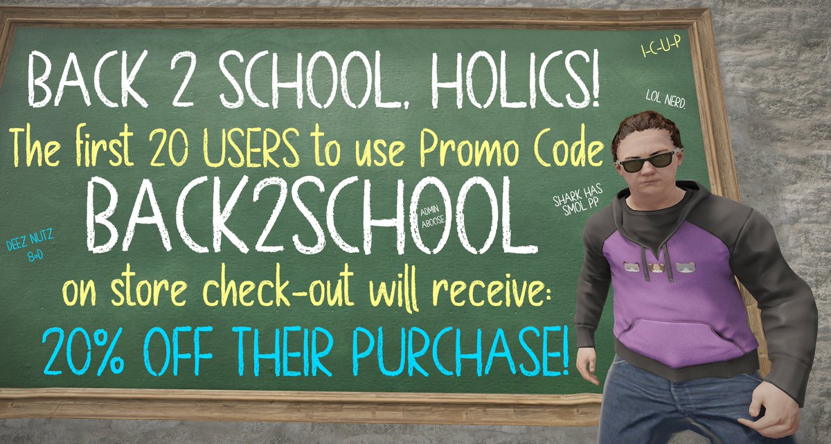 Rust_A_Holics's tweet photo. https://t.co/ENuNtVUZcz

BACK2SCHOOL for 20% Off!

Sorry kiddies...it's time!

#rust #playrust #pcgaming #rustaholics https://t.co/Xxxud4xKby