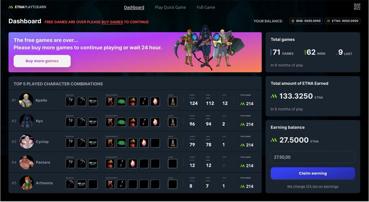 EtnaNetwork's tweet photo. ⏰ 2 Days : 21 Hours : 37 Min⏰

🚀#PlayToEarn going live🚀

👉 Get your warriors today and start earning https://t.co/zheyvIl5Qs

✅ Zero gas fees per game

✅ up to 7 free games per day

#Play2Earn #NFTGiveaway #NFTGame #EtnaScholarship #EtnaNetwork #cryptocurrencies #BSCGems https://t.co/gN17OakEXO