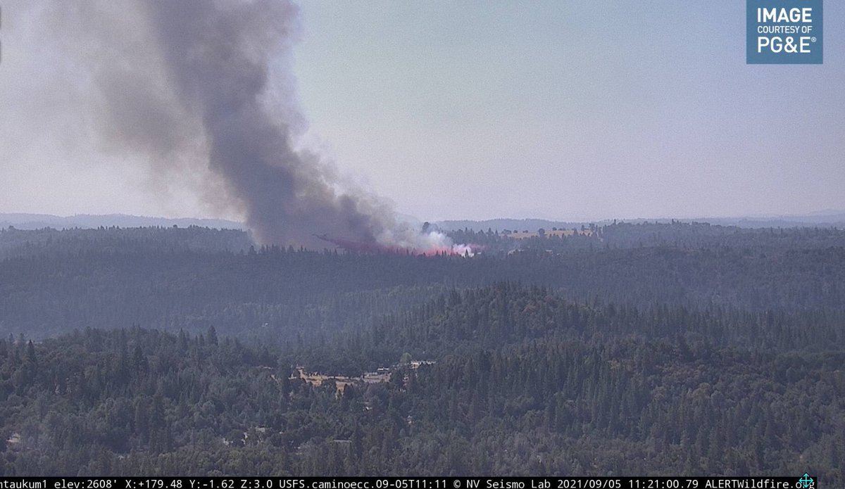 New fire start near River Pines, 10 miles away from where the #CaldorFire started, this is the #LawrenceFire