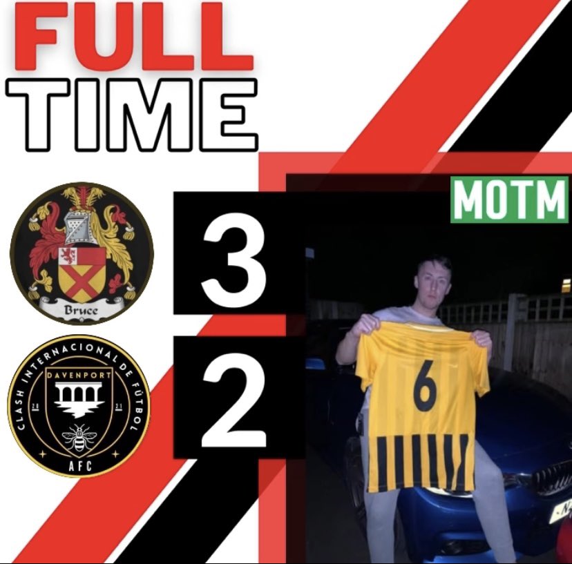Our first league game ends up in defeat, a good first half but poor finish to the game! MOTM goes to <a href="/AlexGorton97/">Alex</a> with a great strike! Well played <a href="/FCBruce2/">FC Bruce Macclesfield</a> see you in the reverse fixture 🟡⚫️