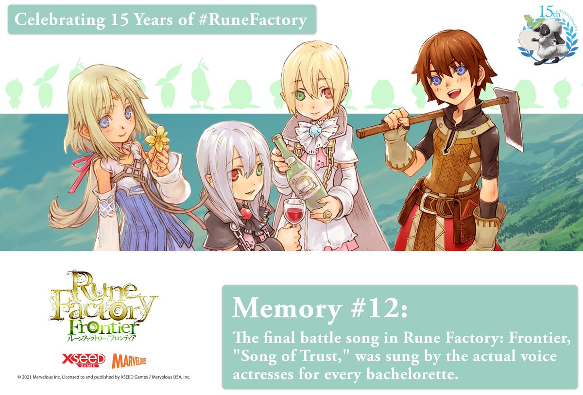 RuneFactory's tweet photo. 🎶 I look for you now in my memories; heart never-mending, love never-ending...🎶
Do you remember this song from the final battle of #RuneFactoryFrontier? #RuneFactory15th https://t.co/TkkX2tE1V3