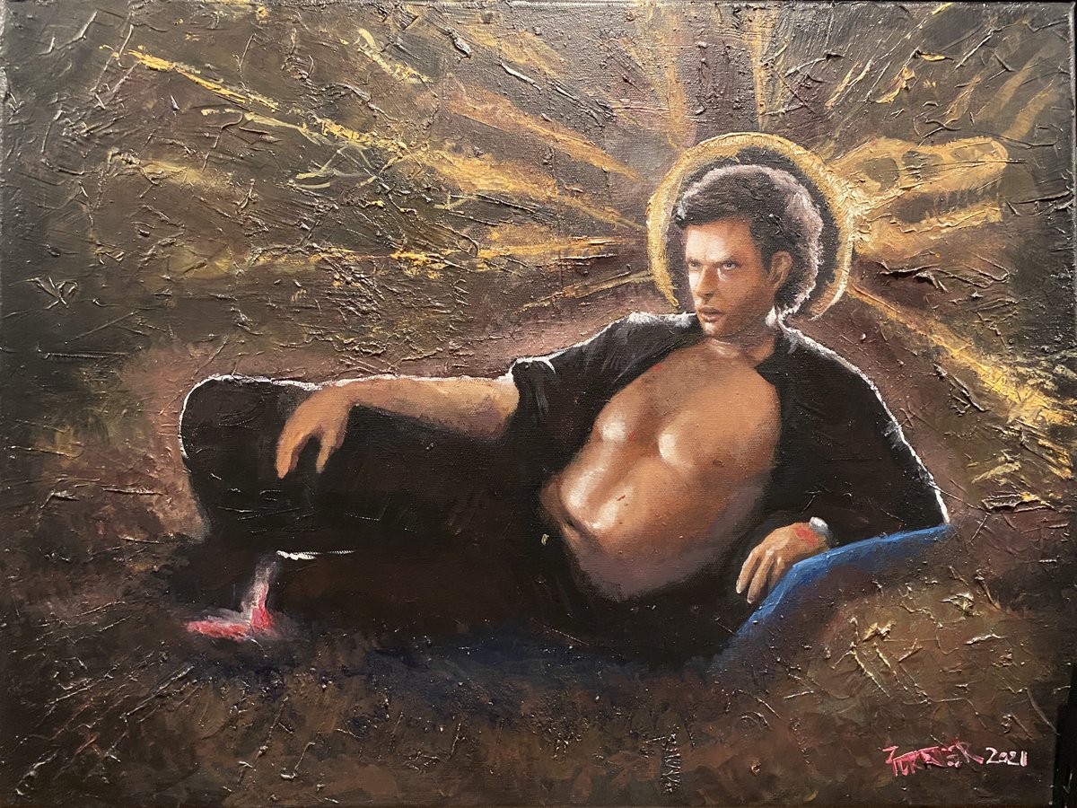 A painting of Jeff Goldblum for my brothers birthday. 