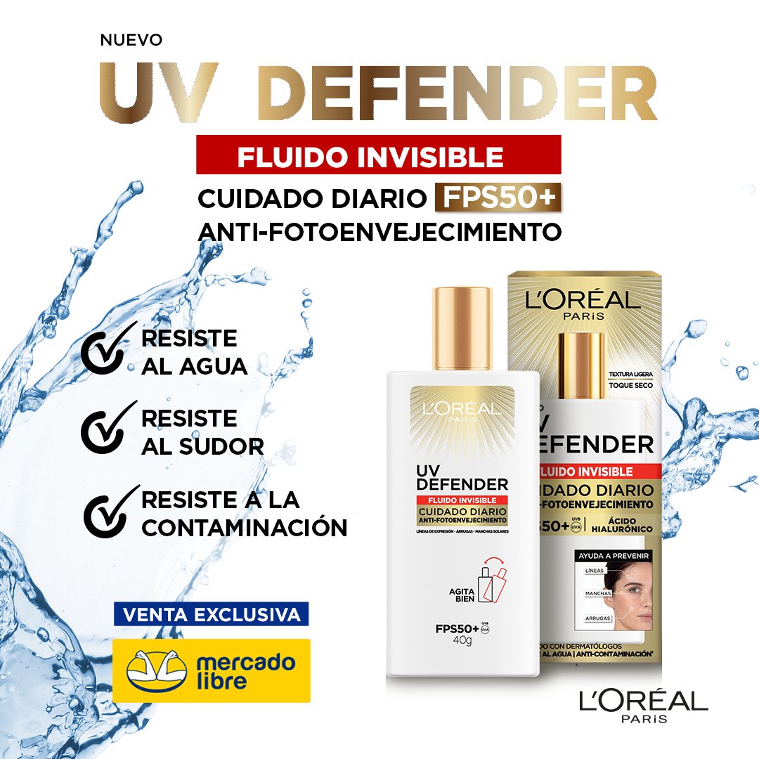 ¿Ya conoces los beneficios del NUEVO UV Defender Fluid? Encuéntralo ahora en Mercado Libre: bit.ly/3BbPziP