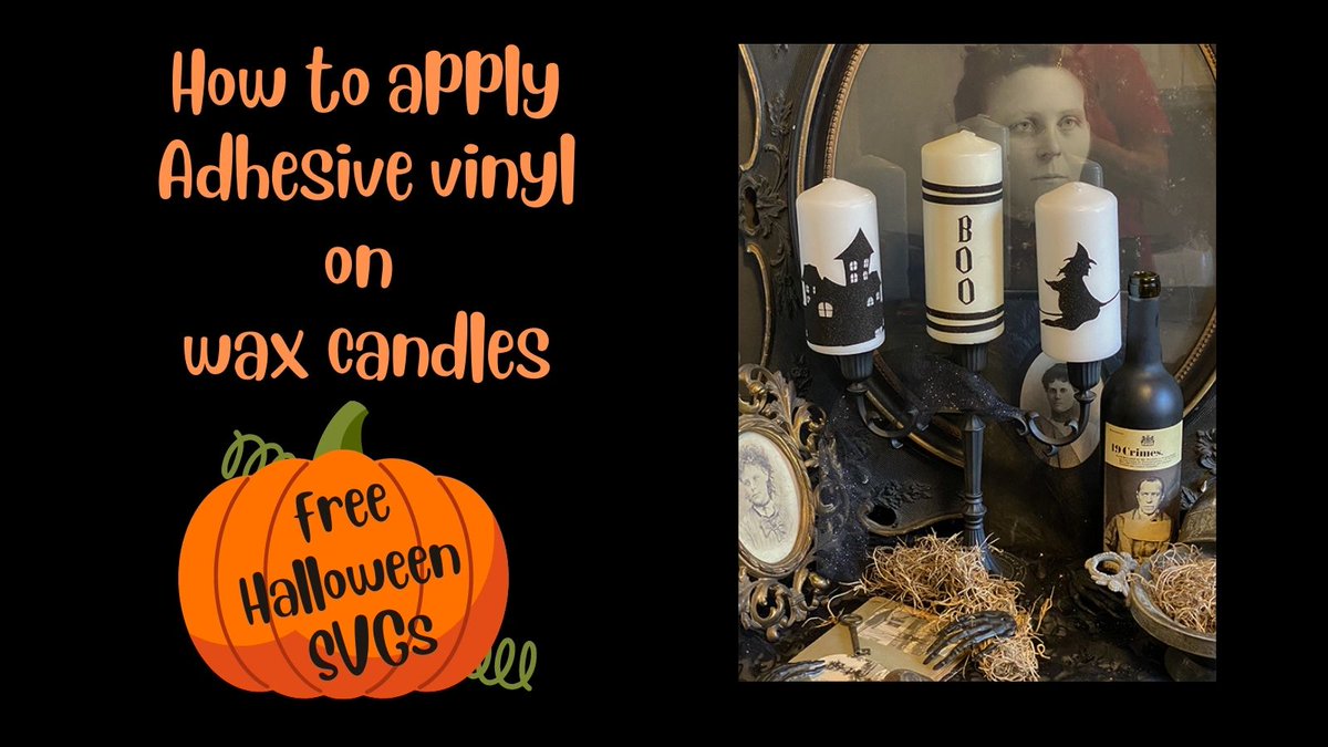 BakerLiving's tweet photo. Make these cool custom Halloween candles with adhesive vinyl and your cutting machine. Check out the easy-to-follow tutorial on How to apply adhesive vinyl on wax candles. https://t.co/1CWjlPmtHn https://t.co/j6nxLiPyme